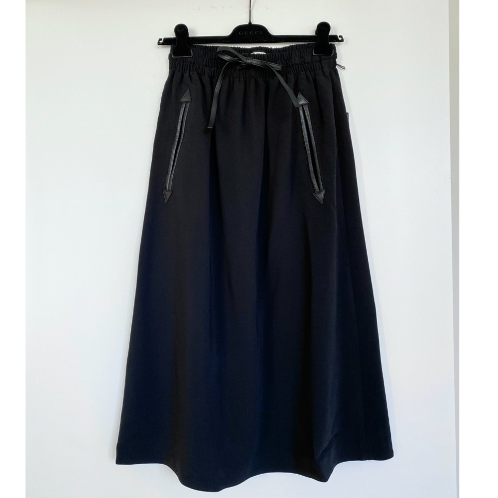 Gucci Midi Skirt Black With Leather Details - Picture 5 of 14